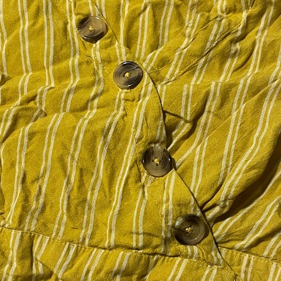 Blue Rain mustard yellow wrap shirt with ruffle short sleeve - Picture 4 of 7